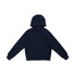 A navy women's cotton zip-up hoodie with a kangaroo pocket and drawstring hood. Features a logo.