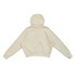 A women's cotton care half-zip jumper in a light beige colour, featuring a hood and ribbed cuffs.