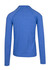A blue half zip mock neck jumper with long sleeves and a simple design. Features a logo on the back.