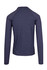A navy blue half-zip mock neck jumper with long sleeves and a logo on the back.