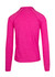 A pink half zip mock neck jumper featuring long sleeves and a back view design. Includes branding.