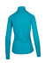 A turquoise long-sleeve half zip mock neck shirt with a fitted design and no visible logos.