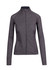 A women's heather jacket in grey with a zip front and side pockets. The jacket features a logo on the front.