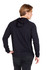 A black men's/unisex Fusion T-shirt hoodie with a relaxed fit and a hood. It features long sleeves.