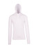 A white unisex FUSION T-shirt hoodie with a drawstring hood and long sleeves. Features a logo on the front.
