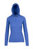 A women's half-hood top in a vibrant blue colour with long sleeves and a zippered front. Features a logo.