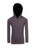 A grey hoodie with a snug fit and a hood, designed for kids. Features long sleeves and a simple style.
