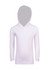 A white hoodie with long sleeves and a hood, designed for kids. It features a smooth, plain fabric without embellishments.