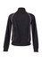 A men's unbrushed track jacket in black with contrast white piping on the sides and a high collar.
