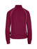A maroon women's juniors unbrushed contrast jacket with a high collar and contrasting piping details.