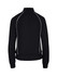 A black unbrushed contrast jacket featuring white piping details and a high collar. It has a fitted design with ribbed cuffs.