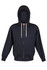 A black zip hoodie with a hood, featuring a zip closure and drawstrings, and long sleeves.