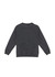 A grey kids' stone wash sweatshirt featuring a crew neck and long sleeves, with a ribbed hem. It has a logo.