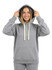 A blue heavy fleece hoodie and a grey heavy fleece hoodie, both with pockets and drawstring hoods, featuring a logo.