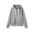 A women's heavy fleece hoodie in grey with a front pocket and a hood, featuring a contrasting drawstring.