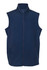 A navy men's soft shell vest from the TEMPEST Range, featuring a zip front and side pockets.