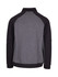 A men's icon jacket in grey and black, featuring a contemporary design and a logo on the back.