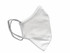A white cotton face mask with elastic ear straps, featuring a logo on the side. Ideal for health and personal use.
