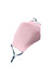A pink middle seamed cotton face mask with adjustable toggle, featuring a simple design and a logo.