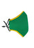 A green face mask with yellow trim and adjustable toggle. Features elastic chords for a secure fit.