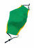 A green face mask with yellow trim and adjustable toggle, suitable for personal use.