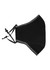 A black cotton face mask with adjustable toggle and grey accents, featuring a logo on the side.