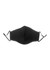 A black cotton face mask with adjustable toggles, featuring a smooth surface and a fitted design.