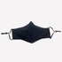 A navy blue face mask made from 100% one-piece cotton with adjustable toggles for a secure fit.