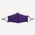 A purple face mask made of 100% cotton with adjustable toggles. The mask features a logo on one side.