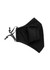 A black three-layer cotton face mask with adjustable toggles for a customised fit. Features a logo.