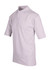 A light grey men's polo shirt made from 100% cotton jersey, featuring a collar and short sleeves.