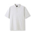 Light grey men's 100% cotton jersey polo shirt with a collar and short sleeves, featuring a logo.