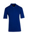A navy blue men's 100% cotton jersey polo shirt with a three-button placket and short sleeves. It features a logo.