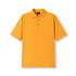 A yellow 100% cotton jersey polo shirt with a classic collar and three-button placket, featuring a logo.