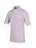 A light grey regular pique knit polo shirt with a classic collar and short sleeves. It features a branding logo.