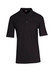 A black men's regular pique knit polo shirt with a collar and buttons, featuring a logo.