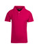 A magenta polo shirt for kids with a collar and short sleeves, featuring a button placket and a logo.