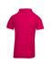 A pink kid's pique polo shirt featuring a classic collar and short sleeves, showcasing the back view.