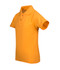 A kid's pique polo shirt in bright yellow, featuring a classic collar and short sleeves. It has a logo on the chest.