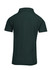 A dark green kid's pique polo shirt with a collared neckline and short sleeves, featuring a logo.