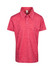 A kid's polo shirt in a vibrant red colour made from 100% polyester. It features a collared neckline and buttons.