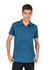A mens' unisex polo shirt in a rich blue hue, featuring a collar and a subtle logo.
