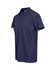 A dark navy polyester polo shirt with a collar and short sleeves, featuring a logo.