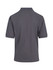 A grey men's cotton pigment dyed polo shirt with a classic collar and short sleeves, featuring a logo.