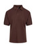A brown men's cotton pigment dyed polo shirt with a collar and short sleeves. It features a logo.