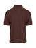 A dark brown men's polo shirt with a classic collar, featuring short sleeves and a logo.