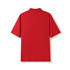 A red men's cotton pique knit polo shirt, featuring a collar and short sleeves, with a logo on the back.
