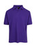 A purple men's cotton pique knit polo shirt featuring a collar and short sleeves, with a logo on the chest.