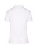 A white women's 100% cotton pique knit polo shirt with a short-sleeved design and a collar. Features a logo.
