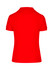 A red women's 100% cotton pique knit polo shirt with a collar and short sleeves, featuring a logo.